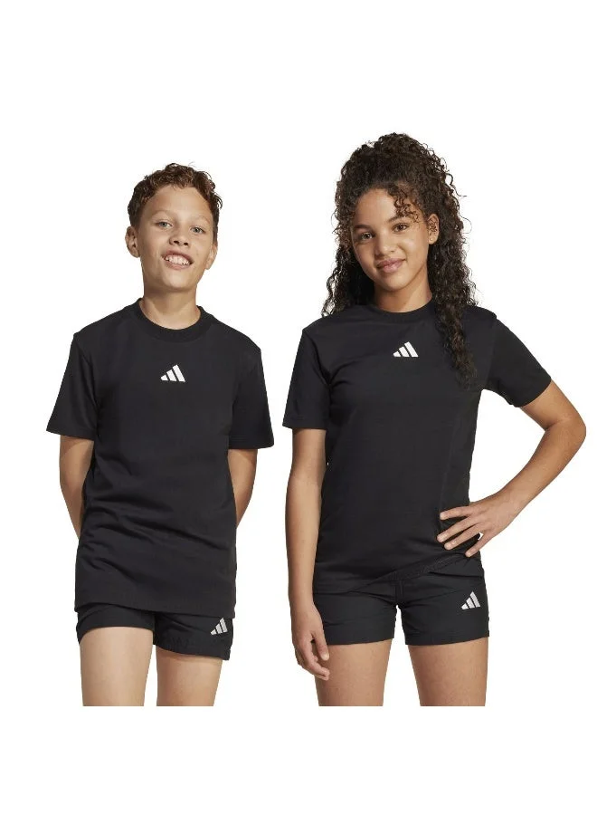 اديداس تيشيرت أطفال أسود بأكمام قصيرة